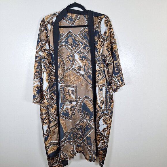 Geometric print black gold kimono - Picture 1 of 4